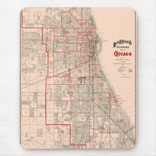 ヴィンテージの旧地図 – 1893 マウスパッド (正面)