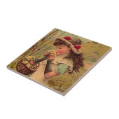 ヴィンテージの旧式でビクトリアンなフラワー・ガールのファッションのタイル タイル (側面)