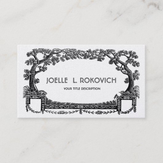 ヴィンテージの旧式でフランスのな木は黒いnの白を組み立てます 名刺 (正面)