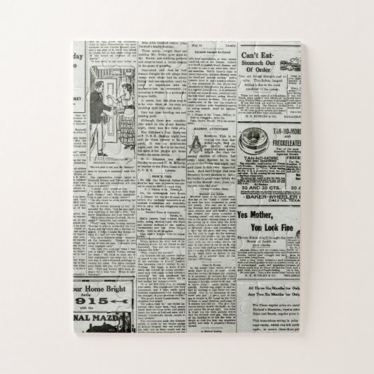 ヴィンテージの旧式で古い新聞16 ジグソーパズル (縦)