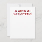 ヴィンテージの旧式で赤い米国市民独立7月4日 招待状 (裏面)