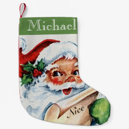 ヴィンテージの旧式なサンタのニースのリストのクリスマスのストッキング スモールクリスマスストッキング