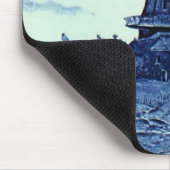 ヴィンテージの旧式なデルフトの青いタイル-風車 マウスパッド (コーナー)