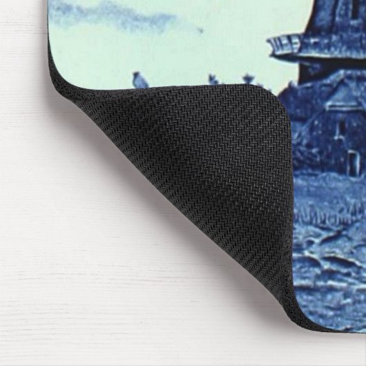 ヴィンテージの旧式なデルフトの青いタイル-風車 マウスパッド (コーナー)