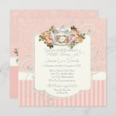 ヴィンテージの旧式なバラの花花束のブライダルシャワー 招待状 (正面/裏面)