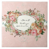 ヴィンテージの旧式なバラの花花束のモダンの渦巻 タイル (正面)