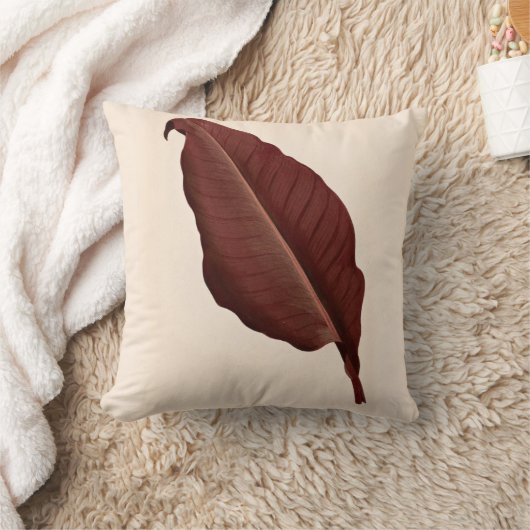 ヴィンテージの旧式なバーガンディの赤い熱帯葉 クッション (ブランケット)