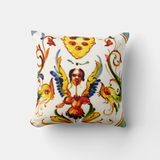 ヴィンテージの旧式なマジョリカ陶器の芸術 クッション (正面)