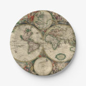 ヴィンテージの旧式な世界地図 ペーパープレート (正面)