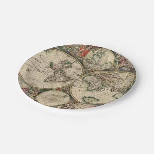 ヴィンテージの旧式な世界地図 ペーパープレート (アングル)