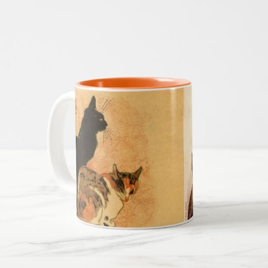 ヴィンテージの旧式な女の子のミルク猫Theophile Steinlen ツートーンマグカップ (正面左)