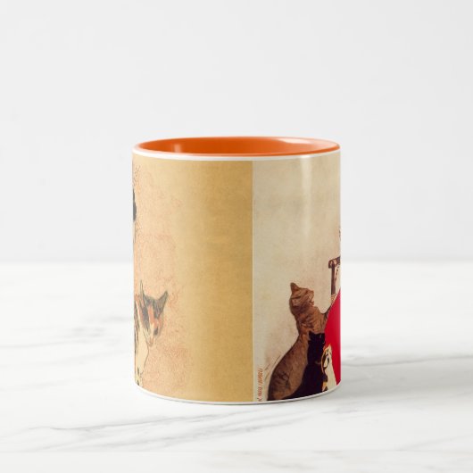 ヴィンテージの旧式な女の子のミルク猫Theophile Steinlen ツートーンマグカップ (中央)