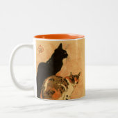 ヴィンテージの旧式な女の子のミルク猫Theophile Steinlen ツートーンマグカップ (左)