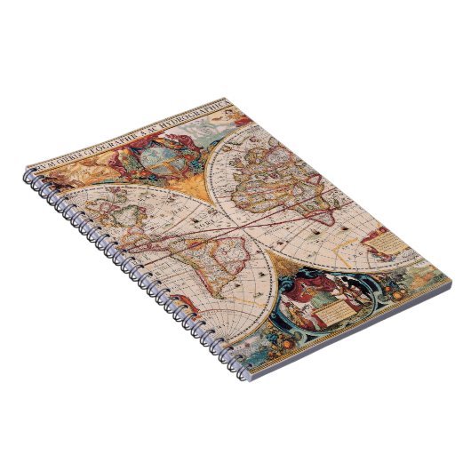 ヴィンテージの旧式な旧世界の地図のデザインはプリント衰退しました ノートブック (右側)