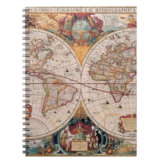 ヴィンテージの旧式な旧世界の地図のデザインはプリント衰退しました ノートブック (正面)
