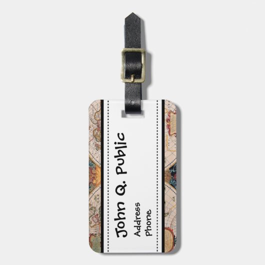 ヴィンテージの旧式な旧世界の地図のデザインはプリント衰退しました ラゲッジタグ (正面縦)