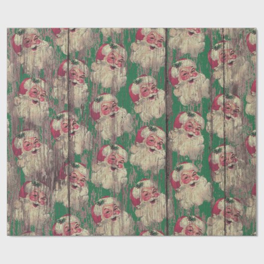 ヴィンテージの旧式な木製のサンタの休日の包装紙 ラッピングペーパー