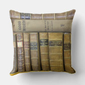 ヴィンテージの旧式な本の図書館のコレクション クッション (裏面)