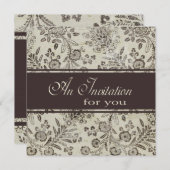 ヴィンテージの旧式な花の婚約パーティのカスタム 招待状 (正面/裏面)