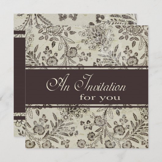 ヴィンテージの旧式な花の婚約パーティのカスタム 招待状 (正面/裏面)