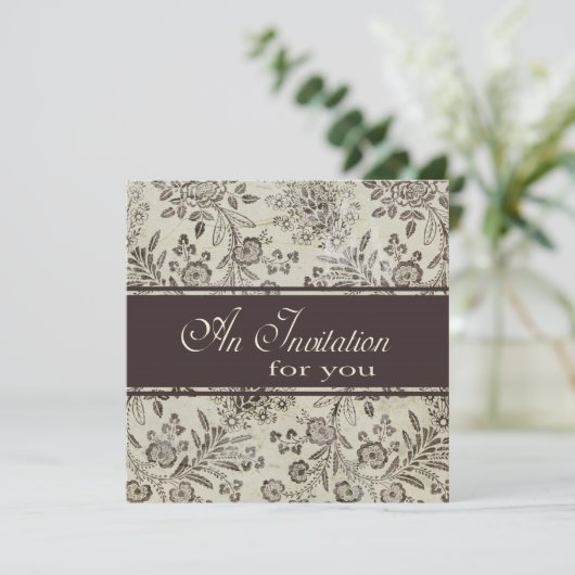 ヴィンテージの旧式な花の婚約パーティのカスタム 招待状 (スタンド正面)