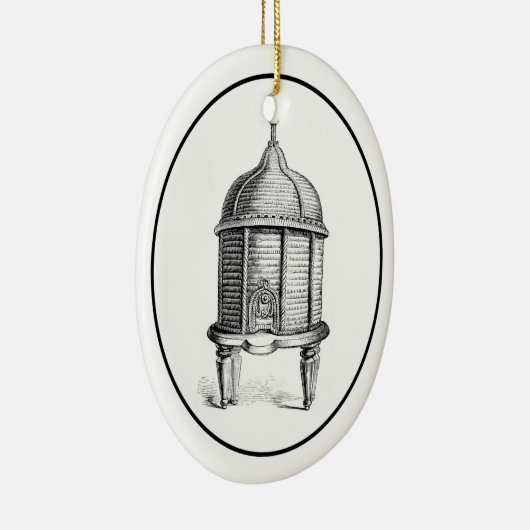 ヴィンテージの旧式な蜂のSkepによって編まれるミツバチの巣のバスケット セラミックオーナメント (右)