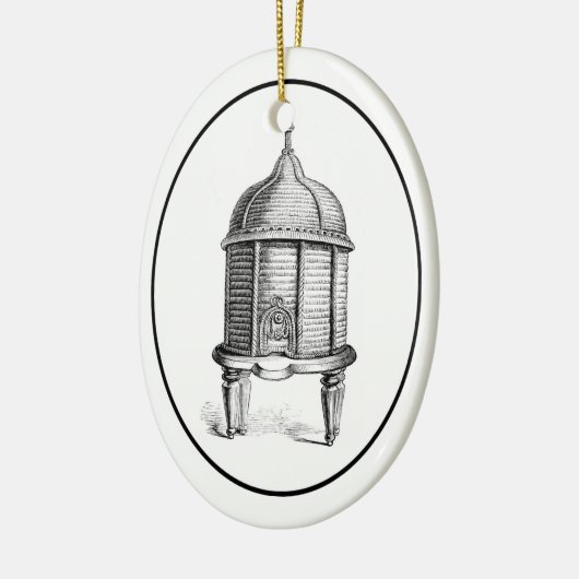 ヴィンテージの旧式な蜂のSkepによって編まれるミツバチの巣のバスケット セラミックオーナメント (左)