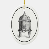 ヴィンテージの旧式な蜂のSkepによって編まれるミツバチの巣のバスケット セラミックオーナメント (正面)