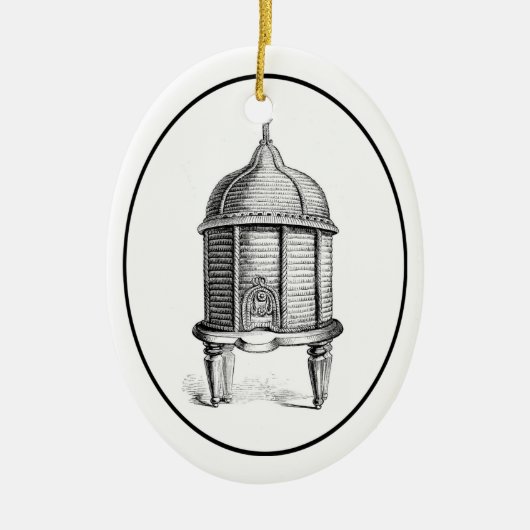 ヴィンテージの旧式な蜂のSkepによって編まれるミツバチの巣のバスケット セラミックオーナメント (正面)