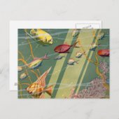 ヴィンテージの旧式な魚の海底海の海のカラフル ポストカード (正面/裏面)