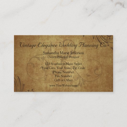 ヴィンテージの旧式なTeastainの渦巻の名刺 名刺 (正面)