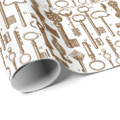 ヴィンテージの旧式のアンティークの鍵セット ラッピングペーパー (ロールコーナー)