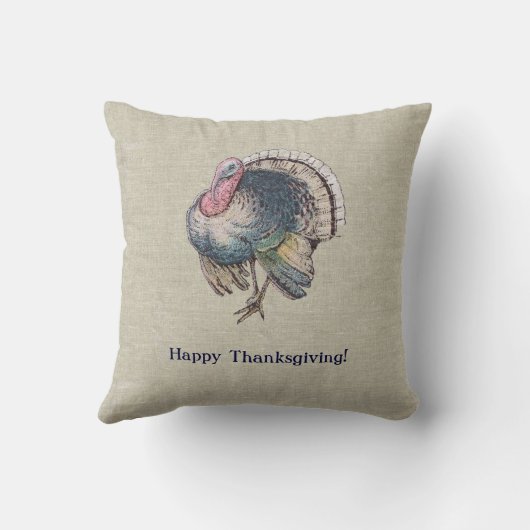 ヴィンテージの旧式の感謝祭トルコ クッション (裏面)