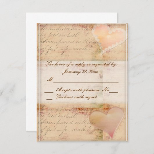ヴィンテージの旧式の結婚式のrsvp 出欠カード (正面/裏面)