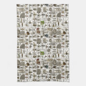 ヴィンテージの昆虫学 キッチンタオル (縦)