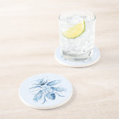 ヴィンテージの昆虫|の昆虫学|のカブトムシ|の青 コースター (側面)