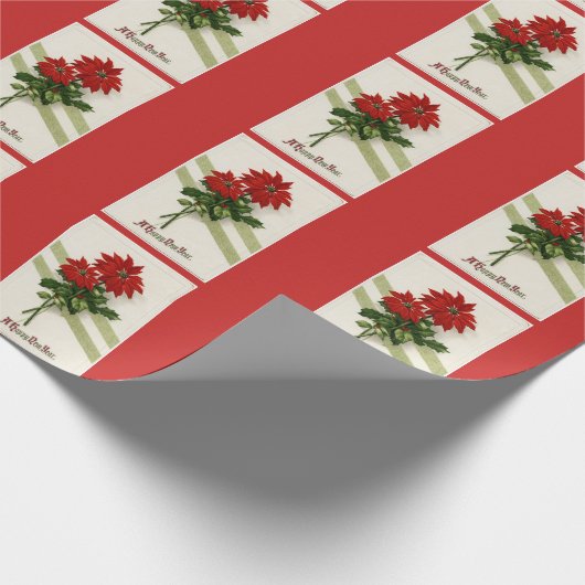 ヴィンテージの明けましておめでとうの花 ラッピングペーパー (角)