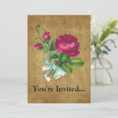 ヴィンテージの明るい赤紫色は上がりました 招待状 (スタンド正面)