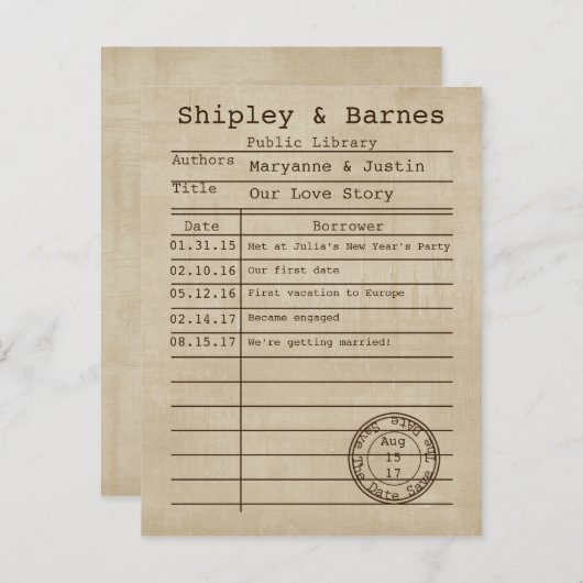 ヴィンテージの昔の帯出券の保存日付 案内ポストカード (正面/裏面)