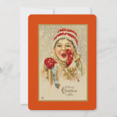 ヴィンテージの昔をテーマにしたクリスマスの冬の子供 シーズンカード (正面)