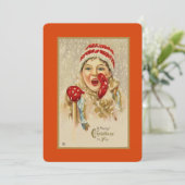 ヴィンテージの昔をテーマにしたクリスマスの冬の子供 シーズンカード (スタンド正面)