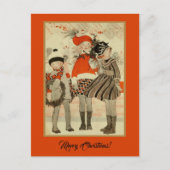 ヴィンテージの昔をテーマにしたクリスマスの冬の子供 ポストカード (正面)