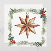 ヴィンテージの星のオーナメントが付いたスクエアカード シーズンカード (正面/裏面)
