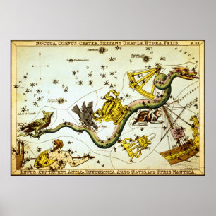 ヴィンテージの星の星座の地図書 ポスター
