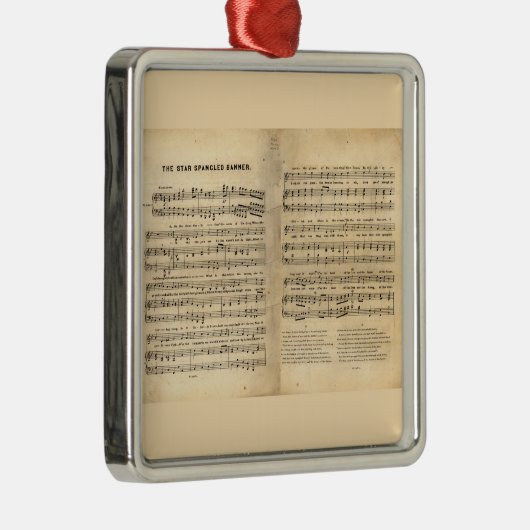 ヴィンテージの星は旗の歌シートの叙情詩をちりばめました メタルオーナメント (右)