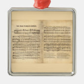 ヴィンテージの星は旗の歌シートの叙情詩をちりばめました メタルオーナメント (正面)