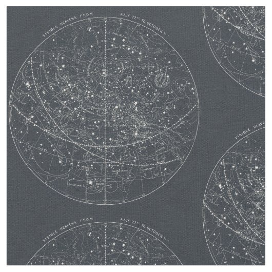 ヴィンテージの星座の地図 ファブリック (クローズアップ)