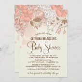 ヴィンテージの春の花のベビーシャワーの招待状 招待状 (正面/裏面)