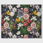 ヴィンテージの春の花模様 ラッピングペーパー (フラット)