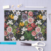 ヴィンテージの春の花模様 薄葉紙 (クラフト)